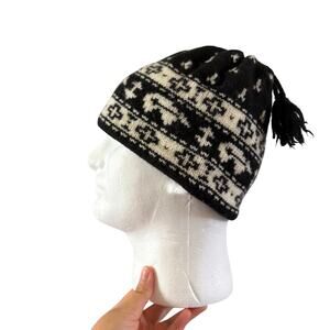 Merkley Headgear Wool Nordic Print Tassle Knit Cap Y2K 2000s